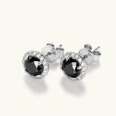 Round Cut Black Moissanite halo Stud earrings